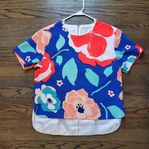Kate Spade Multi Flower Stripe Ramona Top Size 8